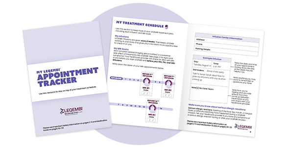 Download the LEQEMBI appointment tracker to stay on top of appointments