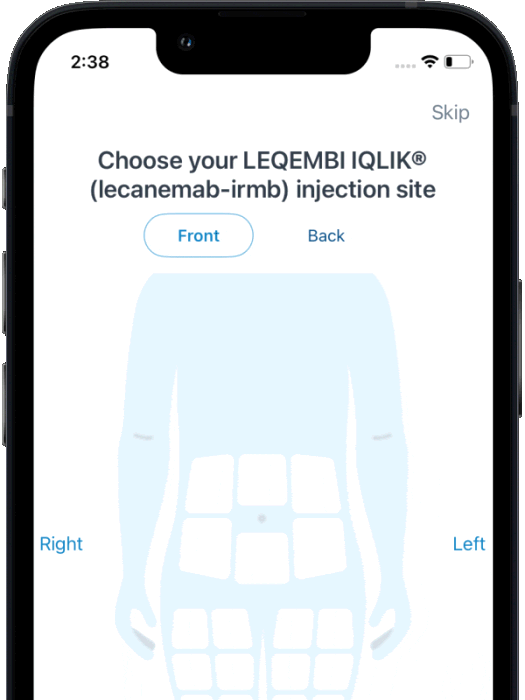 Phone screen showing the LEQEMBI Companion™ app