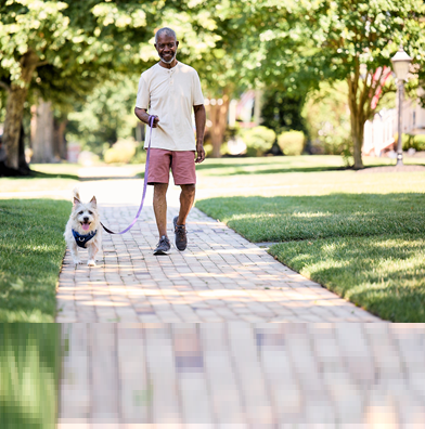 Bob and his dog on a walk
