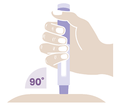 An example of a recommended LEQEMBI® injection at a 90-degree angle