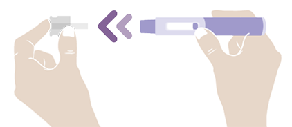 A diagram showing the removal of the clear cap from the autoinjector