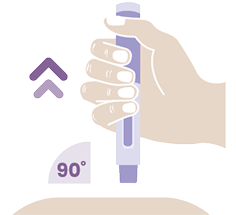 An example image showing the removal of the autoinjector at a 90-degree angle