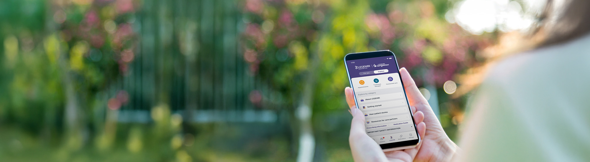 A cell phone displaying the LEQEMBI Companion™ app