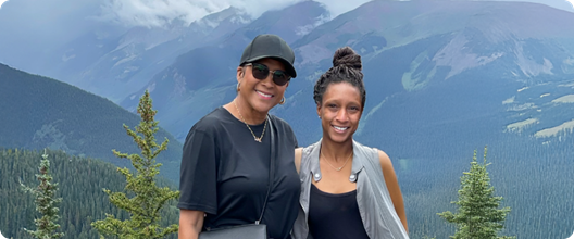 Kamala outside with her family