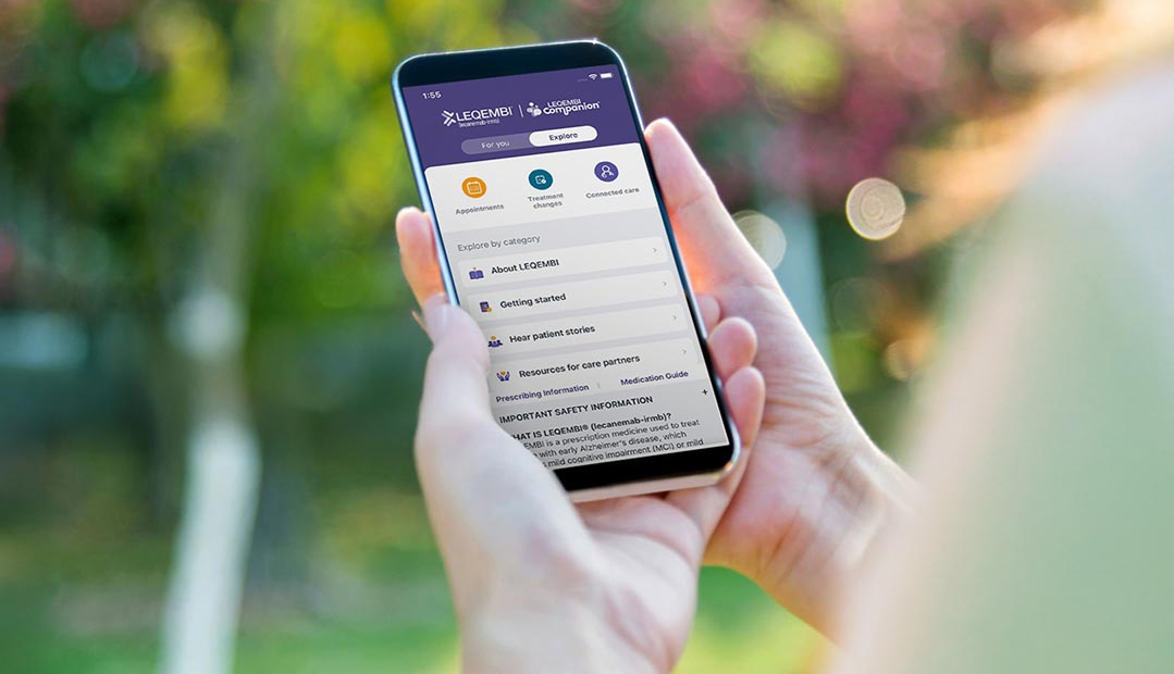 A cell phone displaying the LEQEMBI Companion™ app
